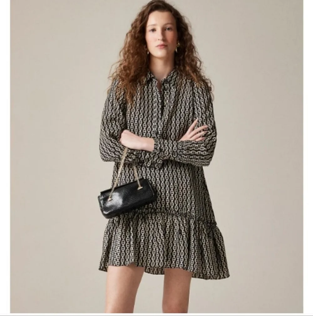 J Crew Amelia Chain Print Shirtdress Long Sleeve XS